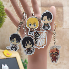 Attack on Titan Shingeki no Kyojin  acrylic Keychain Action Figure Pendant Car Key  Accessories  Key Ring JJJR006 LTX1